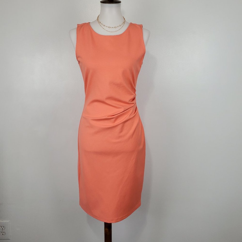 Kenneth Cole New York Coral Blush Sleeveless Ruched Zipper Hilary Dress NEW Sz 6